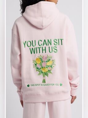 HAPPY CAMP3R Sit with Us Embroidered Graphic Hoodie